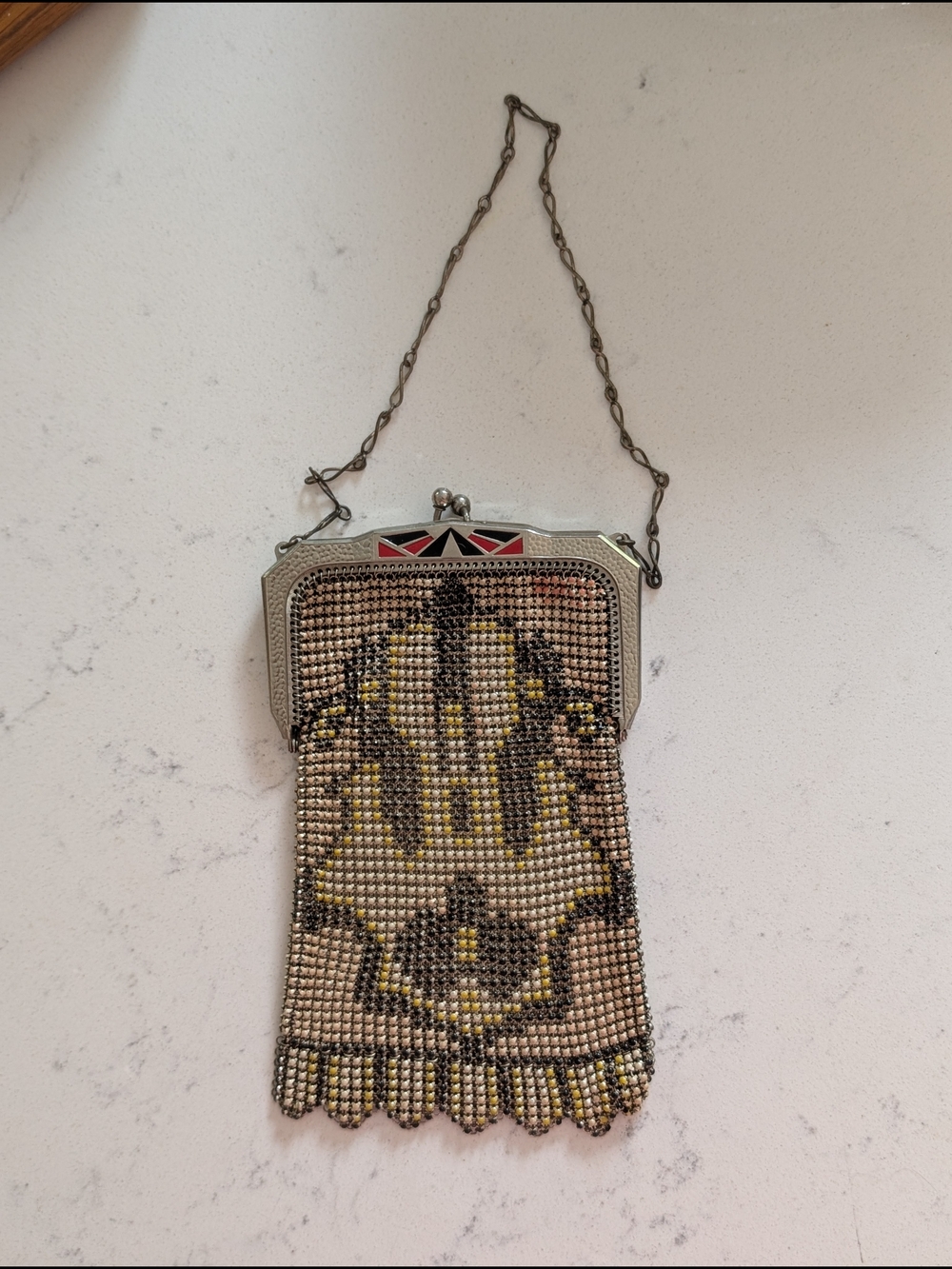 Antique Whiting & Davis 1920s Art Deco Mesh Flapper Purse With Kisslock - Picture 3 of 6